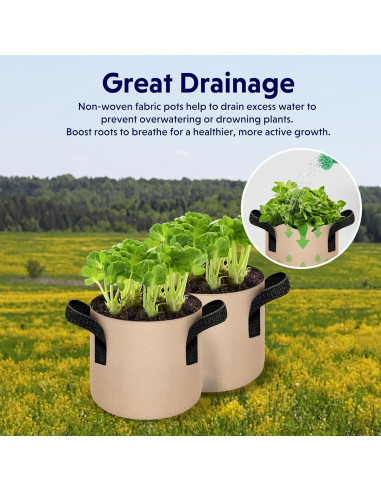 Bolsas de Cultivo YSSOA 5-Pack 7.6L Tela No Tejida