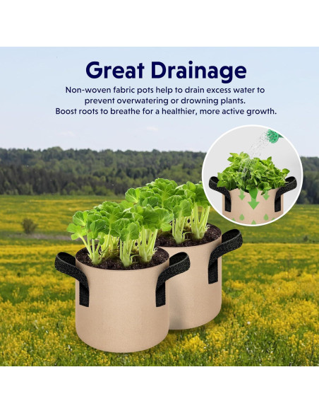 Bolsas de Cultivo YSSOA 5-Pack 7.6L Tela No Tejida