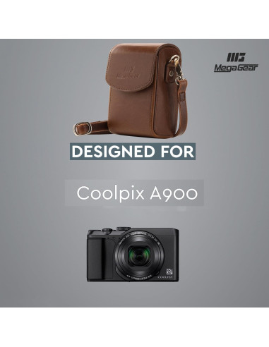 Funda de cámara de cuero MegaGear MG883 para Nikon A1000/A900