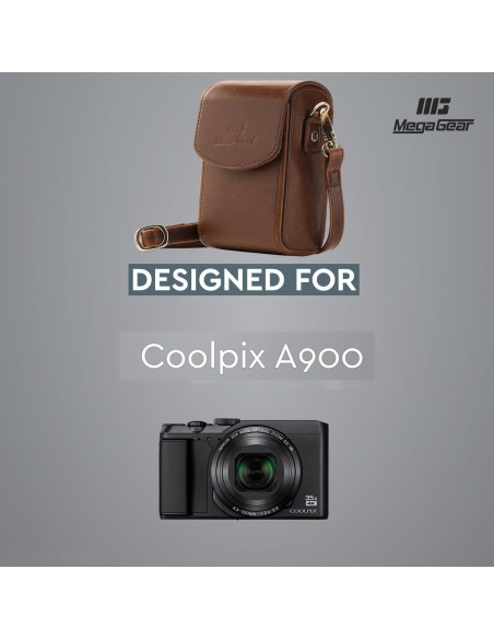 Funda de cámara de cuero MegaGear MG883 para Nikon A1000/A900