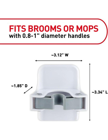 Soporte de Pared para Escobas Command - 3 Ganchos, Blanco