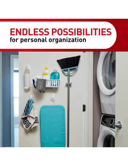 Soporte de Pared para Escobas Command - 3 Ganchos, Blanco