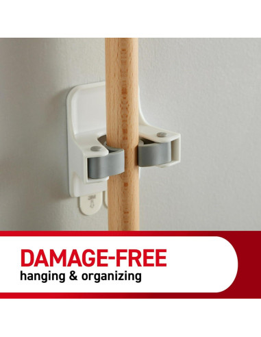 Soporte de Pared para Escobas Command - 3 Ganchos, Blanco