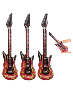 Guitarras Inflables Rock Llama Roja Ardiente - Paquete de 3