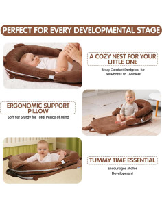 Cojín Portátil para Bebé Marrón - 3 en 1, 0-24 Meses 2