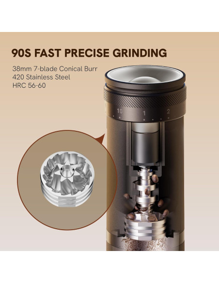 Molinillo de Café Eléctrico Portátil OutIn Fino 28 Ajustes