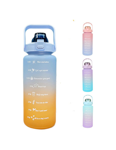 Botella de Agua Motivacional HANDA 2L con Pajilla y Asa