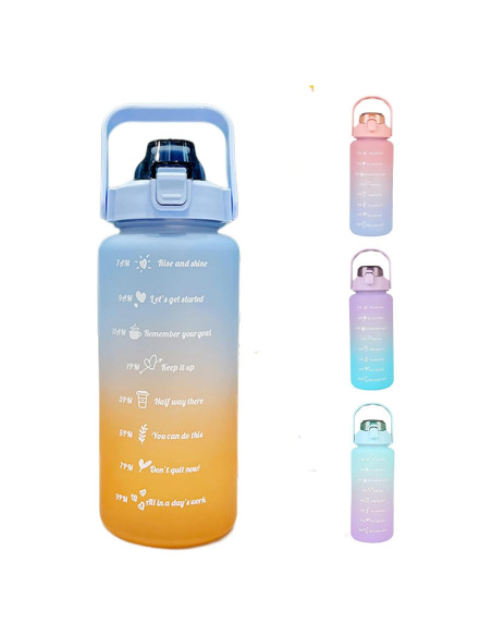 Botella de Agua Motivacional HANDA 2L con Pajilla y Asa