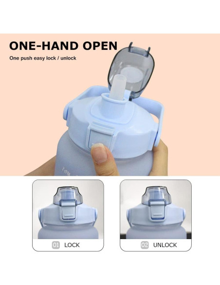 Botella de Agua Motivacional HANDA 2L con Pajilla y Asa