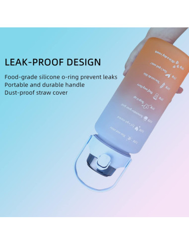 Botella de Agua Motivacional HANDA 2L con Pajilla y Asa