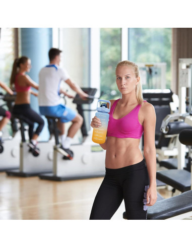 Botella de Agua Motivacional HANDA 2L con Pajilla y Asa