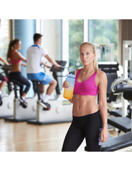 Botella de Agua Motivacional HANDA 2L con Pajilla y Asa