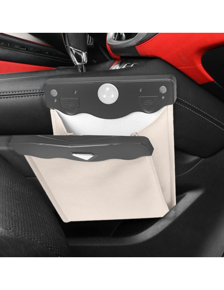 Bolsa de Basura para Auto BELOMI Beige, Cuero PU Impermeable