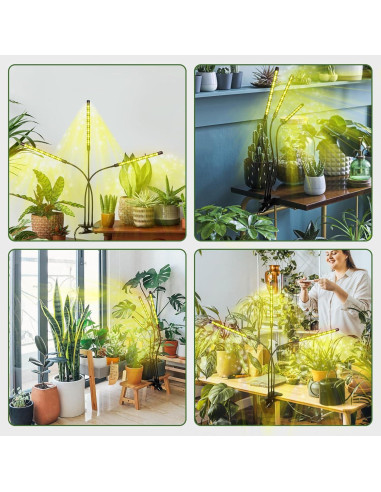 Luz de Cultivo LED Zyzykeji 3 Cabezas Espectro Completo 10 Niveles