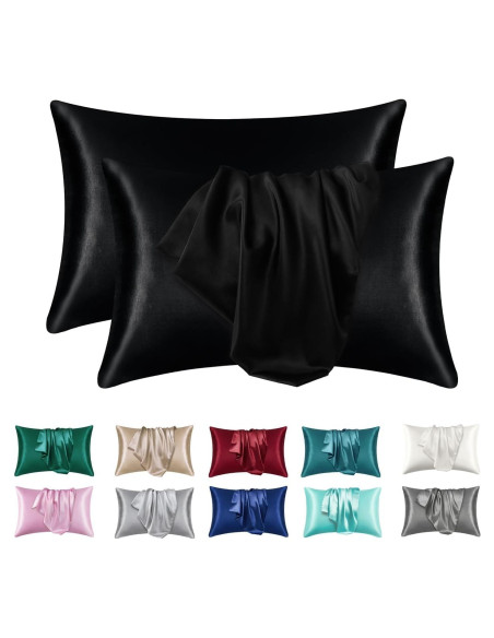 Funda de Almohada de Satén LXMGED Reina 50.8x76.2 cm 2 Piezas