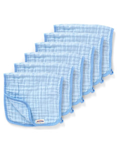Paquete de 6 Pañales de Muselina Maliton 100% Algodón Azul