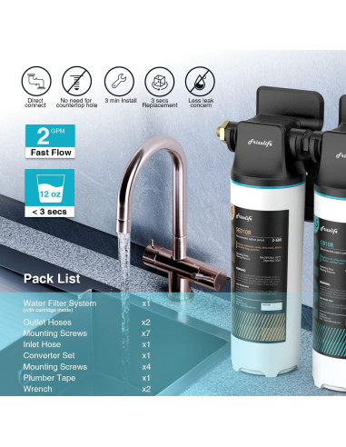 Filtro de Agua Bajo Fregadero Frizzlife DW10 2 Etapas 0.5 Micrones