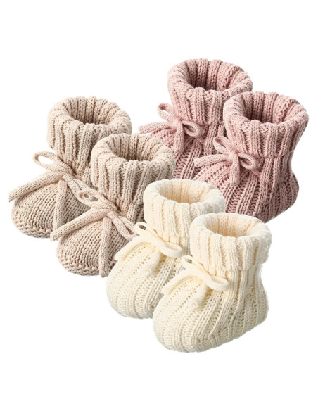 3 Pares de Botines de Bebé Tejidos 0-6 Meses Algodón