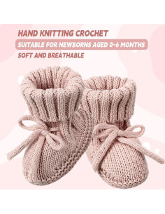 3 Pares de Botines de Bebé Tejidos 0-6 Meses Algodón 2