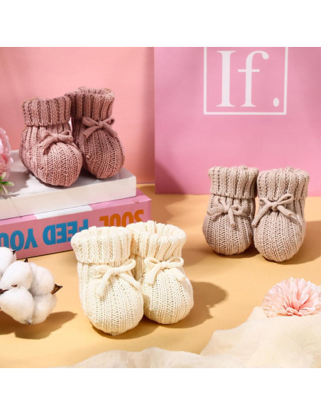 3 Pares de Botines de Bebé Tejidos 0-6 Meses Algodón