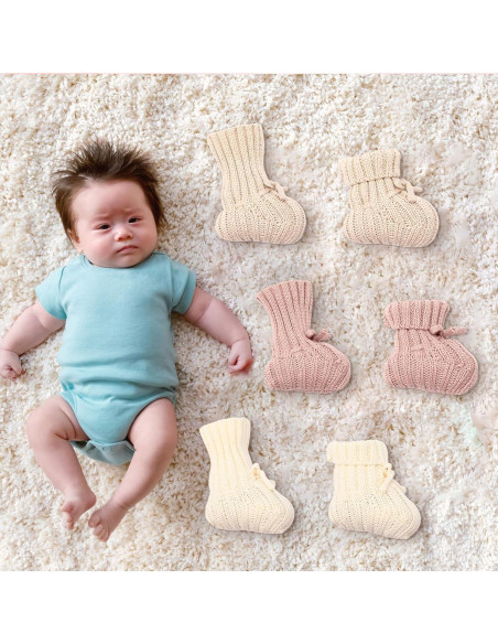 3 Pares de Botines de Bebé Tejidos 0-6 Meses Algodón
