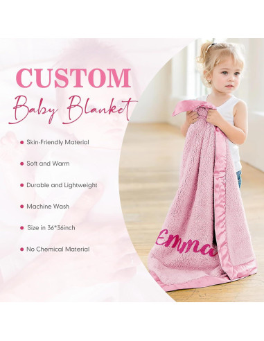 Manta Personalizada Yofair 91x91 cm para Bebés con Nombre