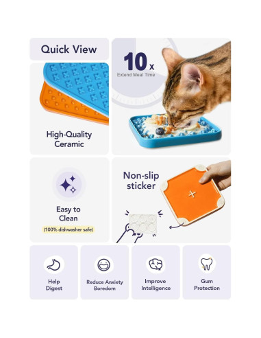 Alimentador Lento Cerámico LE TAUCI PET 13.97 cm Set 2 Azul Naranja