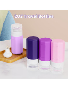 Botellas de viaje 60 ml Ruinovate silicona TSA 4 pack púrpura 2