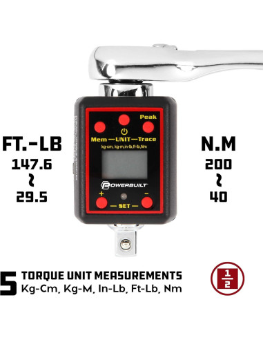 Adaptador de Par Digital Powerbuilt 1/2" 29-147 lb-ft 40-200 Nm