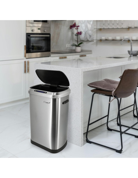 Basurero Automático Elama 50L con Sensor Infrarrojo Plateado