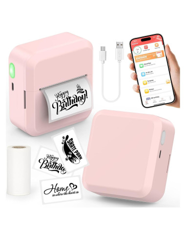 Impresora de Etiquetas Bluetooth HUIJUTCHEN Rosa 30x50mm