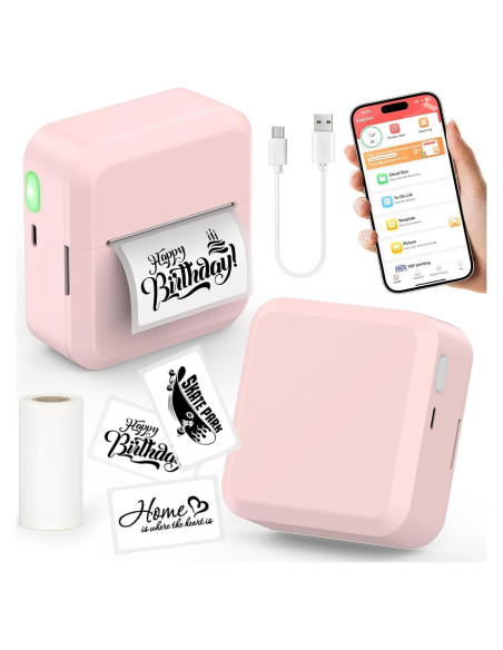 Impresora de Etiquetas Bluetooth HUIJUTCHEN Rosa 30x50mm