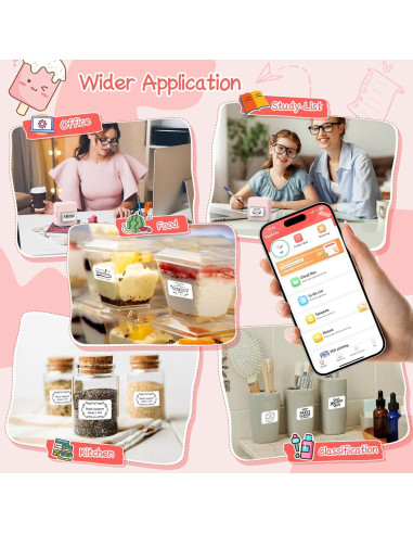 Impresora de Etiquetas Bluetooth HUIJUTCHEN Rosa 30x50mm