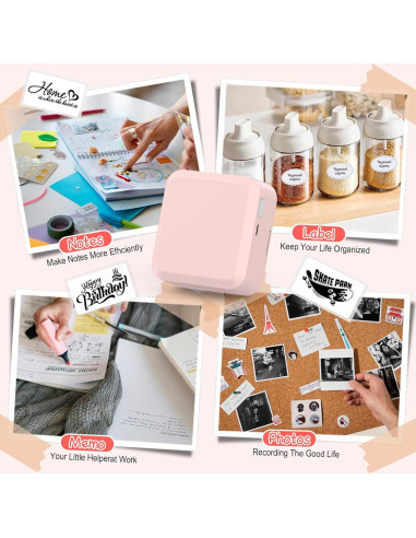 Impresora de Etiquetas Bluetooth HUIJUTCHEN Rosa 30x50mm