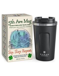 Taza de Café Aislada Namah 12oz Doble Pared Negro Carbón