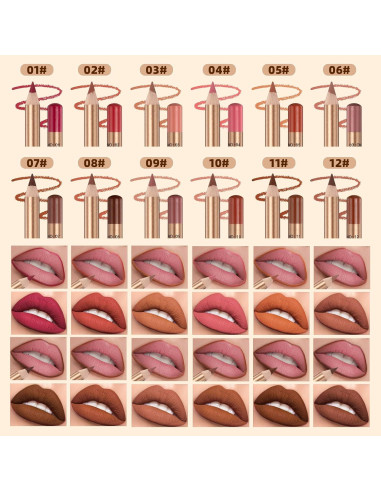 Set de Lápices de Labios Mate Dulele - 12 Colores Cremosos