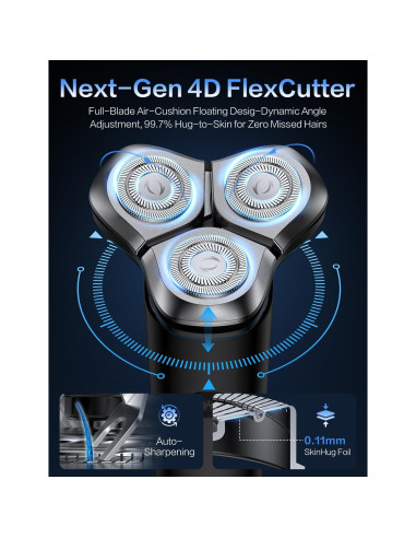 Afeitadora eléctrica BS-8012 con 3 cuchillas, carga rápida USB-C