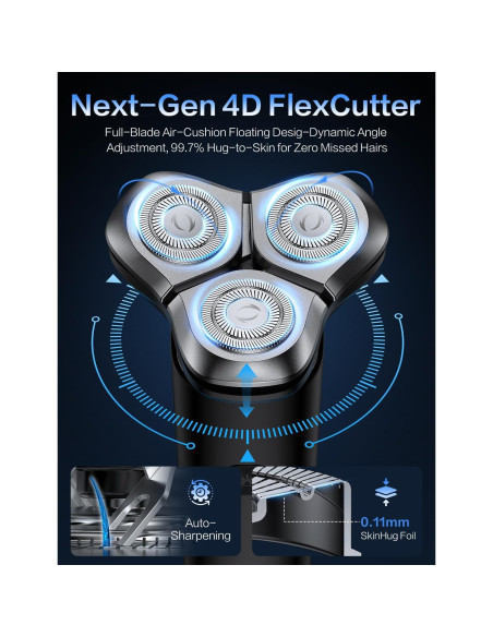 Afeitadora eléctrica BS-8012 con 3 cuchillas, carga rápida USB-C