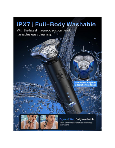 Afeitadora eléctrica BS-8012 con 3 cuchillas, carga rápida USB-C