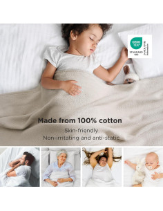 Manta de lanzamiento Bedsure XL 100% algodón 127x178 cm Lino Beige 2