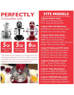 Batidor de Acero Inoxidable Wiselet K5A para KitchenAid 5 Qt 2