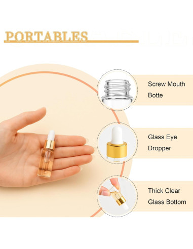 10 Botellas Cuentagotas de Vidrio ETTSNU 1ml A Prueba de Fugas