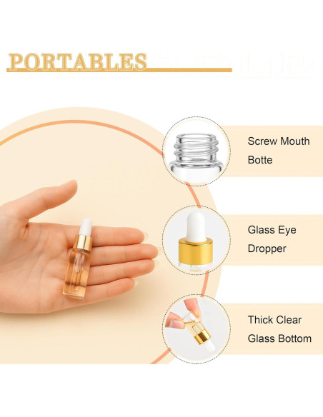 10 Botellas Cuentagotas de Vidrio ETTSNU 1ml A Prueba de Fugas