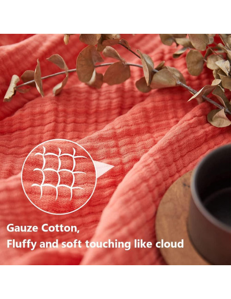 Manta de Muselina de Algodón Simple&Opulence 127x152 cm Rojo Coral