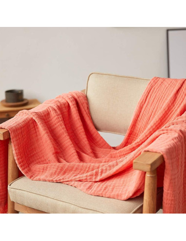 Manta de Muselina de Algodón Simple&Opulence 127x152 cm Rojo Coral