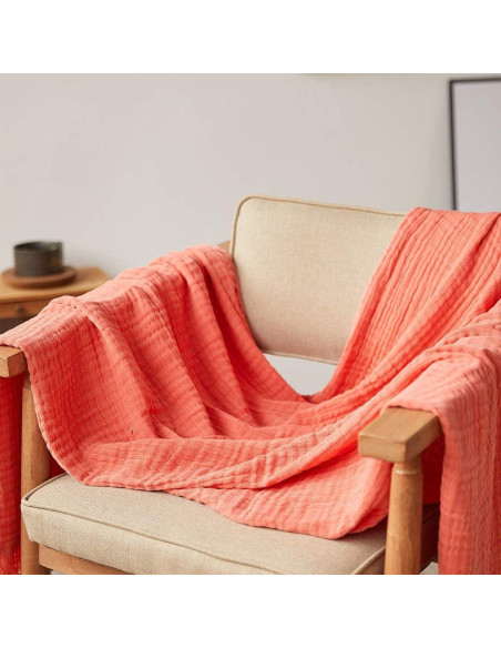 Manta de Muselina de Algodón Simple&Opulence 127x152 cm Rojo Coral