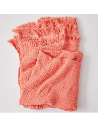 Manta de Muselina de Algodón Simple&Opulence 127x152 cm Rojo Coral