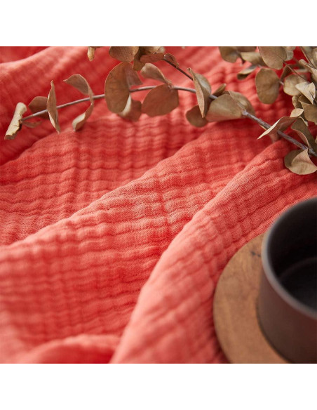 Manta de Muselina de Algodón Simple&Opulence 127x152 cm Rojo Coral
