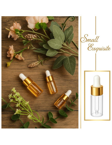 10 Botellas Cuentagotas de Vidrio ETTSNU 1ml A Prueba de Fugas