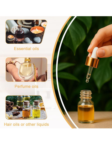 10 Botellas Cuentagotas de Vidrio ETTSNU 1ml A Prueba de Fugas